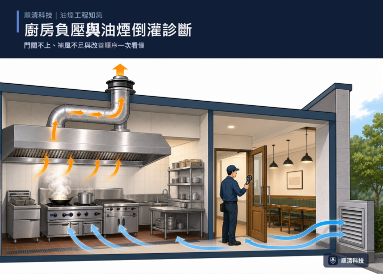 廚房負壓油煙倒灌怎麼辦?門關不上與補風診斷一次搞懂