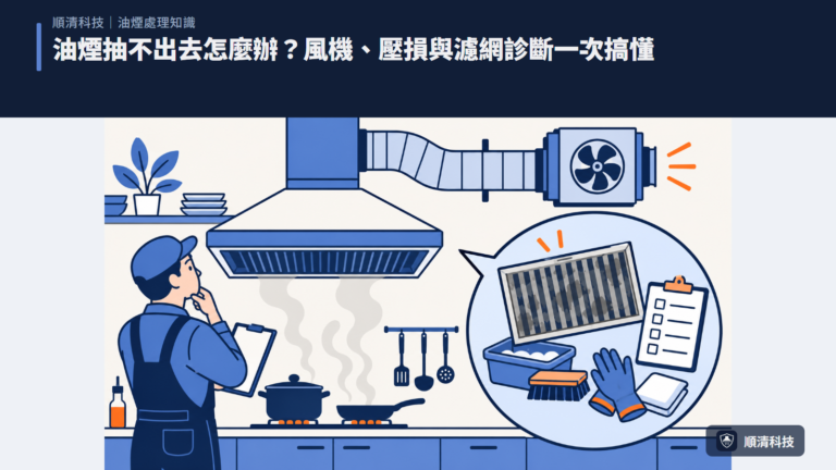 油煙抽不出去怎麼辦？風機、壓損與濾網診斷一次搞懂